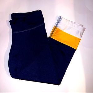 Varsity Blue, Gold, and White Capri Leggings